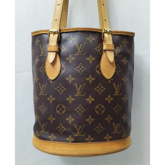Louis Vuitton Petit Bucket PM Monogram Canvas Double Handles Shoulder Bag - Picture 3 of 16